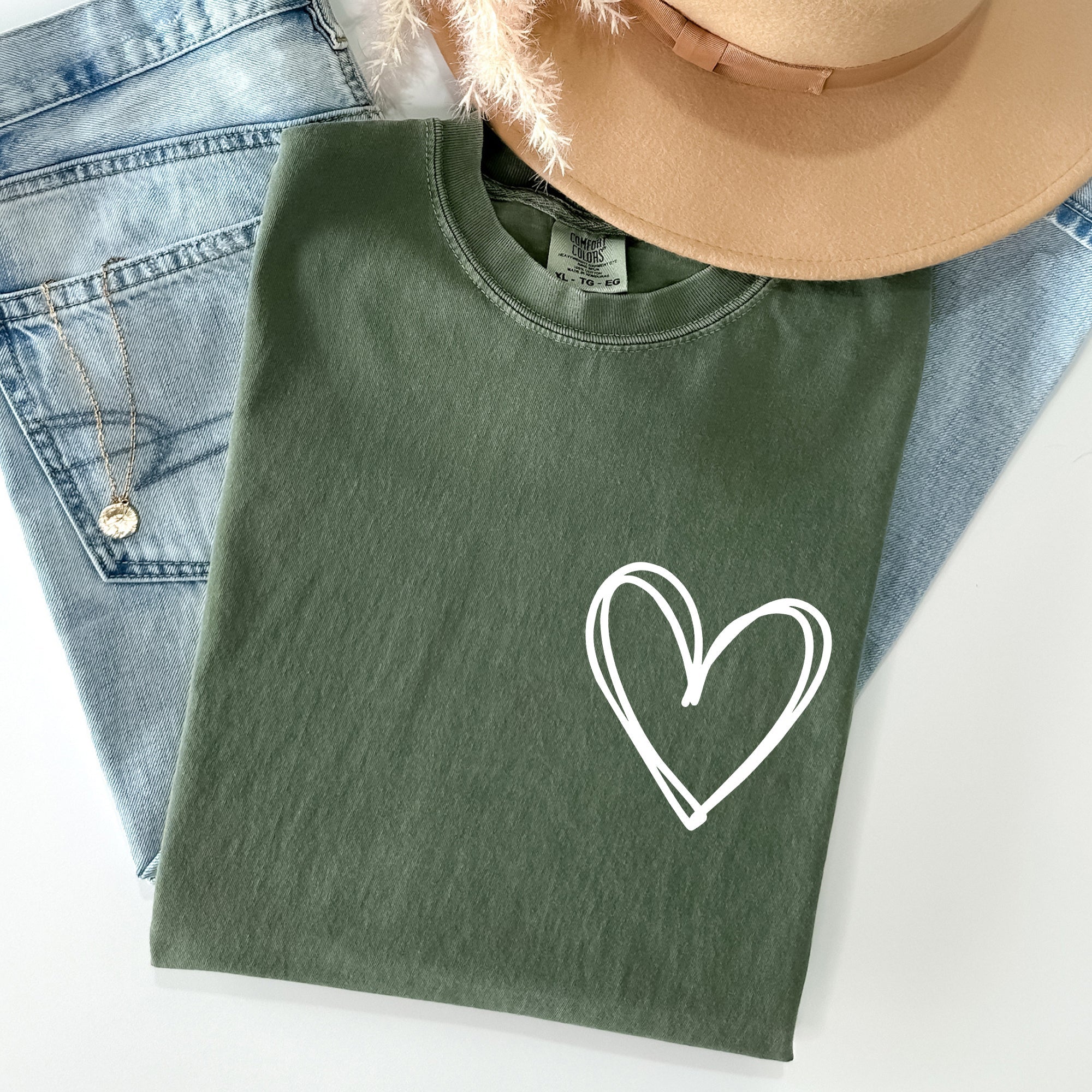 Double Heart, Pocket Print, St Patrick's Day Edition With Celtic Charm Comfort Colors Tee