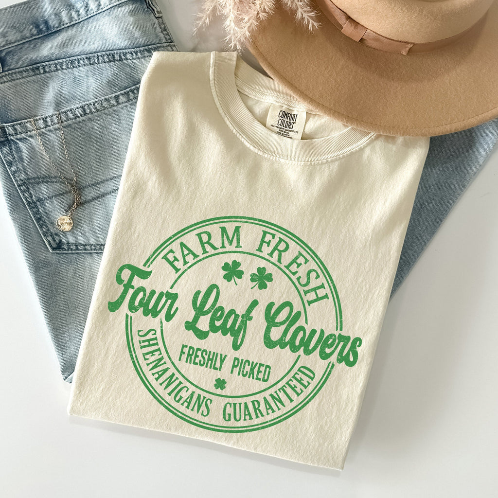 Four Leaf Clovers Farm Farm Fresh St Patrick's Day Limited Edition Comfort Colors Tee