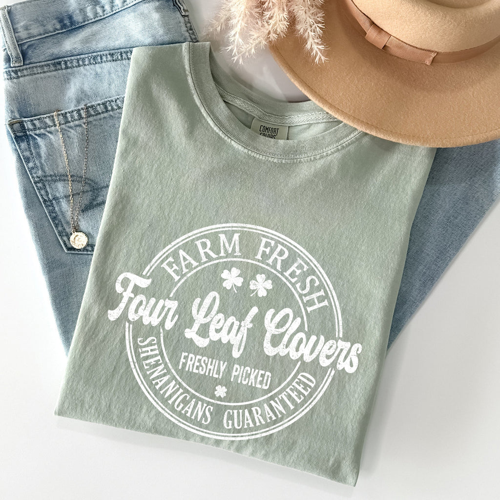 Four Leaf Clovers Farm Farm Fresh St Patrick's Day Limited Edition Comfort Colors Tee