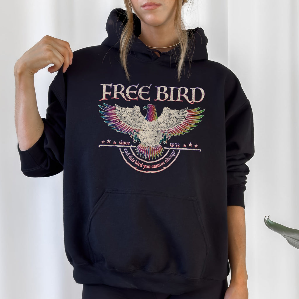Free Bird Old School Band Retro Rock Graphic Hoodie For Nostalgic Music Lovers Fans Everywhere