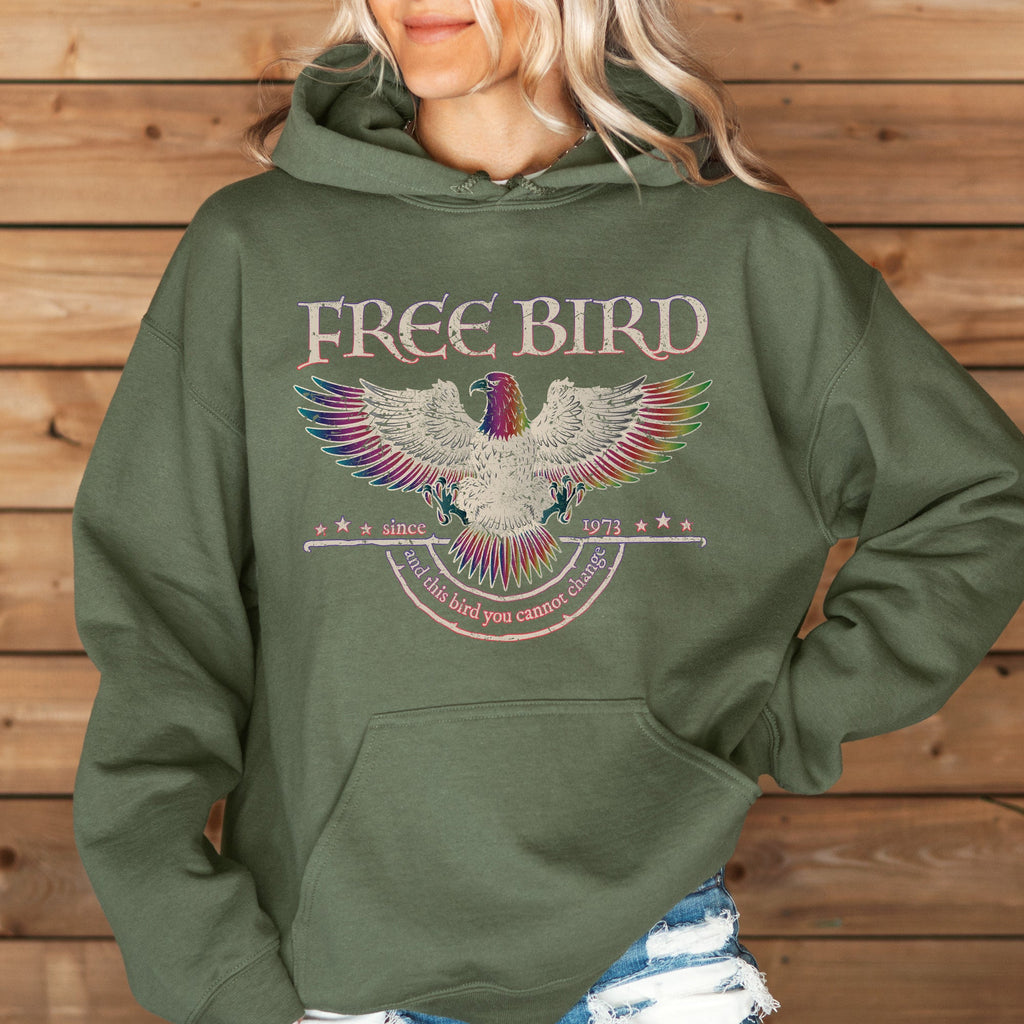 Free Bird Old School Band Retro Rock Graphic Hoodie For Nostalgic Music Lovers Fans Everywhere