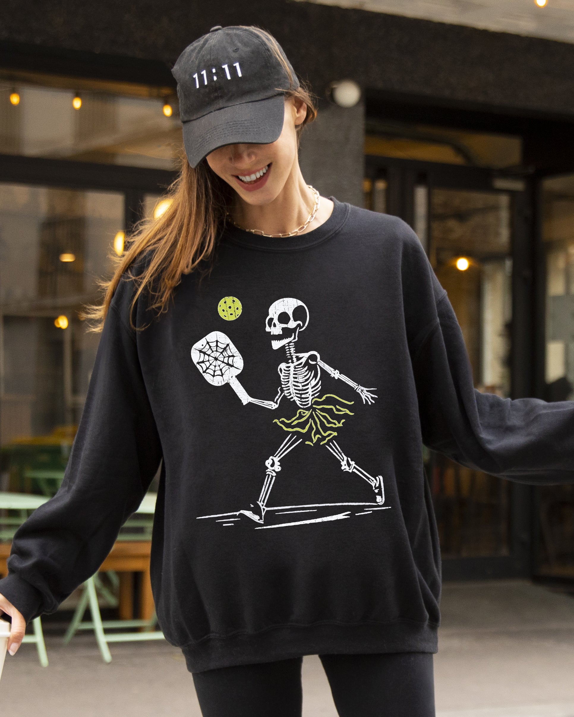 Pickleball Skeleton Witch Meme Halloween Spooky Costume Exclusive Limited Edition Sweatshirt
