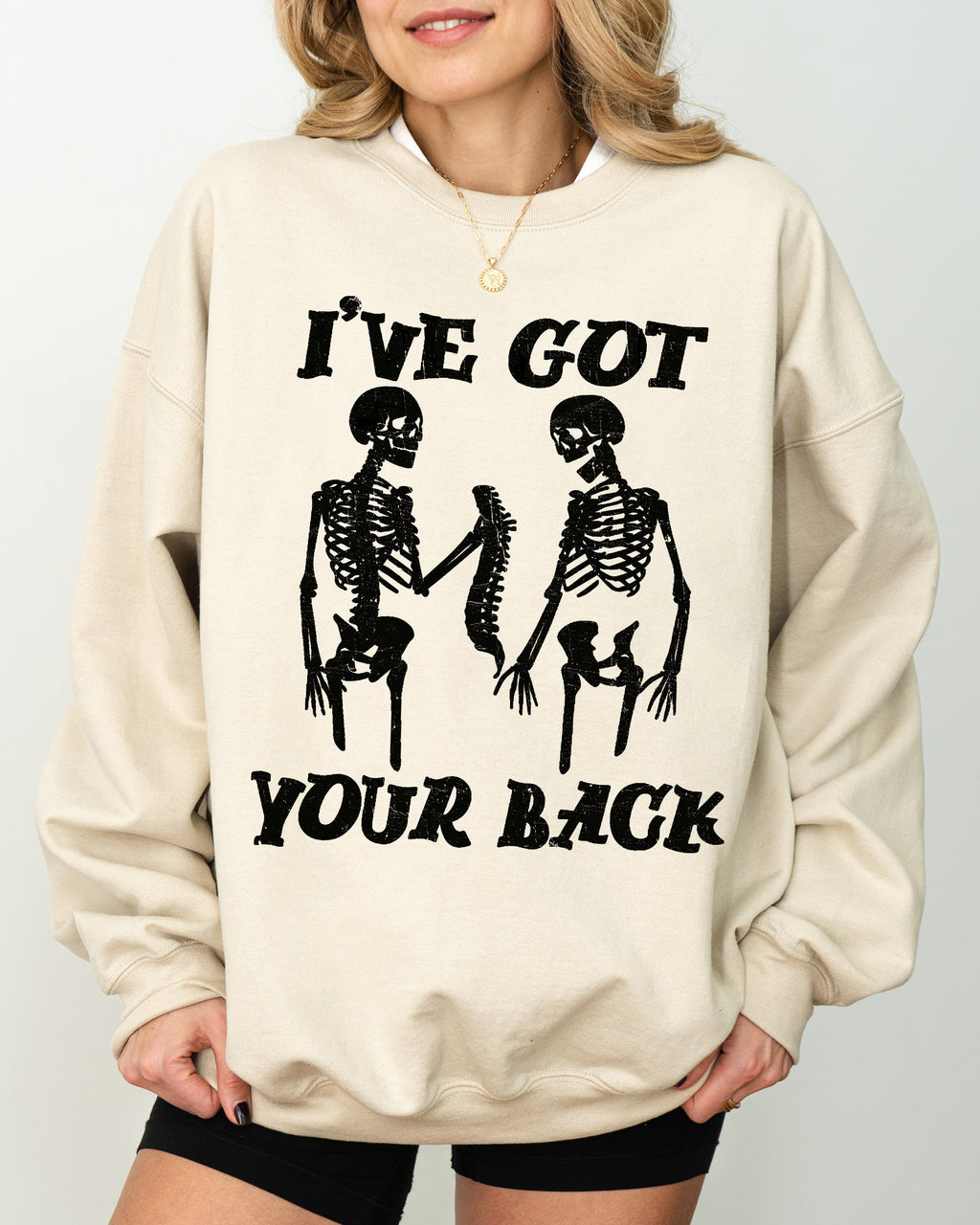 I've Got Your Back Funny Skeleton Retro Aesthetic Vintage Cozy Graphic Sweatshirt