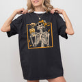 Skeleton Lady Fall Leaves Witch Aesthetic Meme Halloween Spooky Costume Comfort Colors Tee