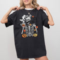Skeleton Coffee Pumpkin Witch Halloween Spooky Costume Graphic Comfort Colors Tee