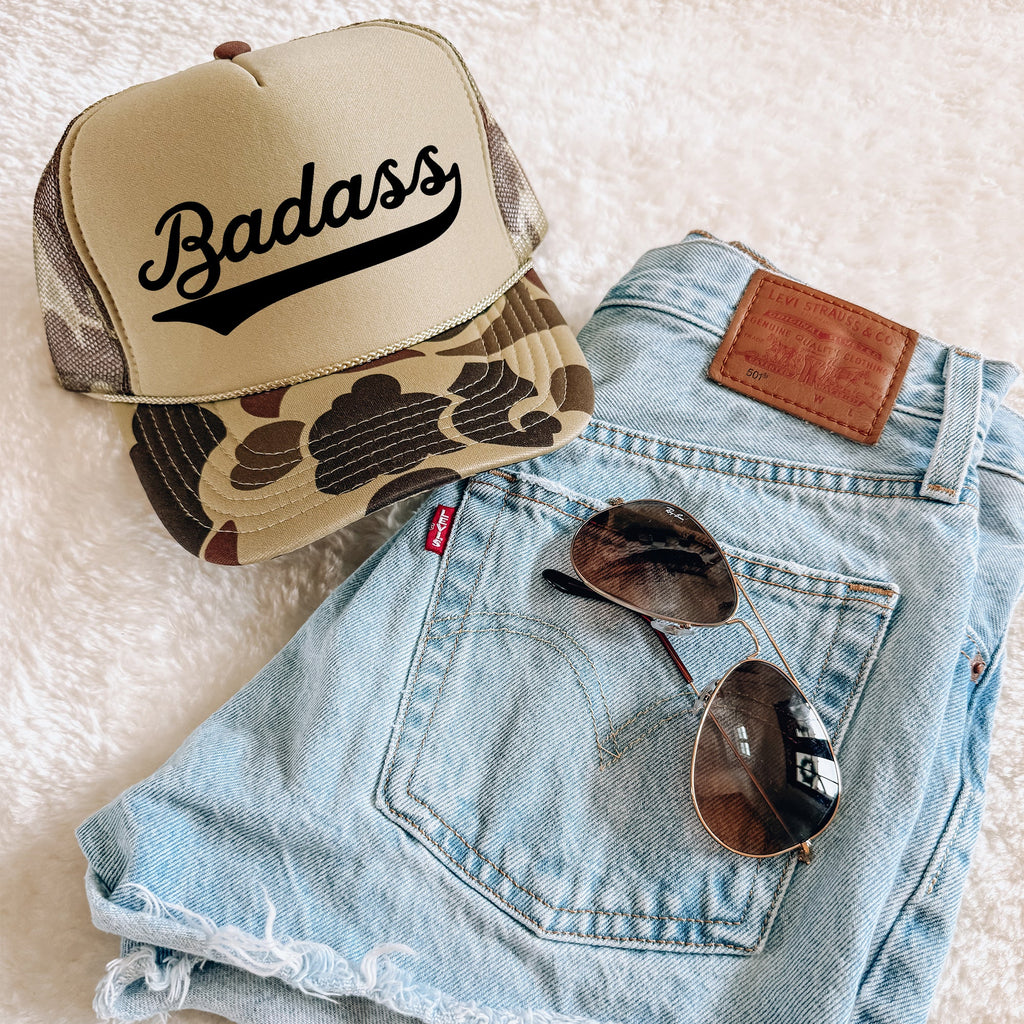 Badass Camo Statement Graphic For Bold Street Style And Everyday Wear Trucker Hat