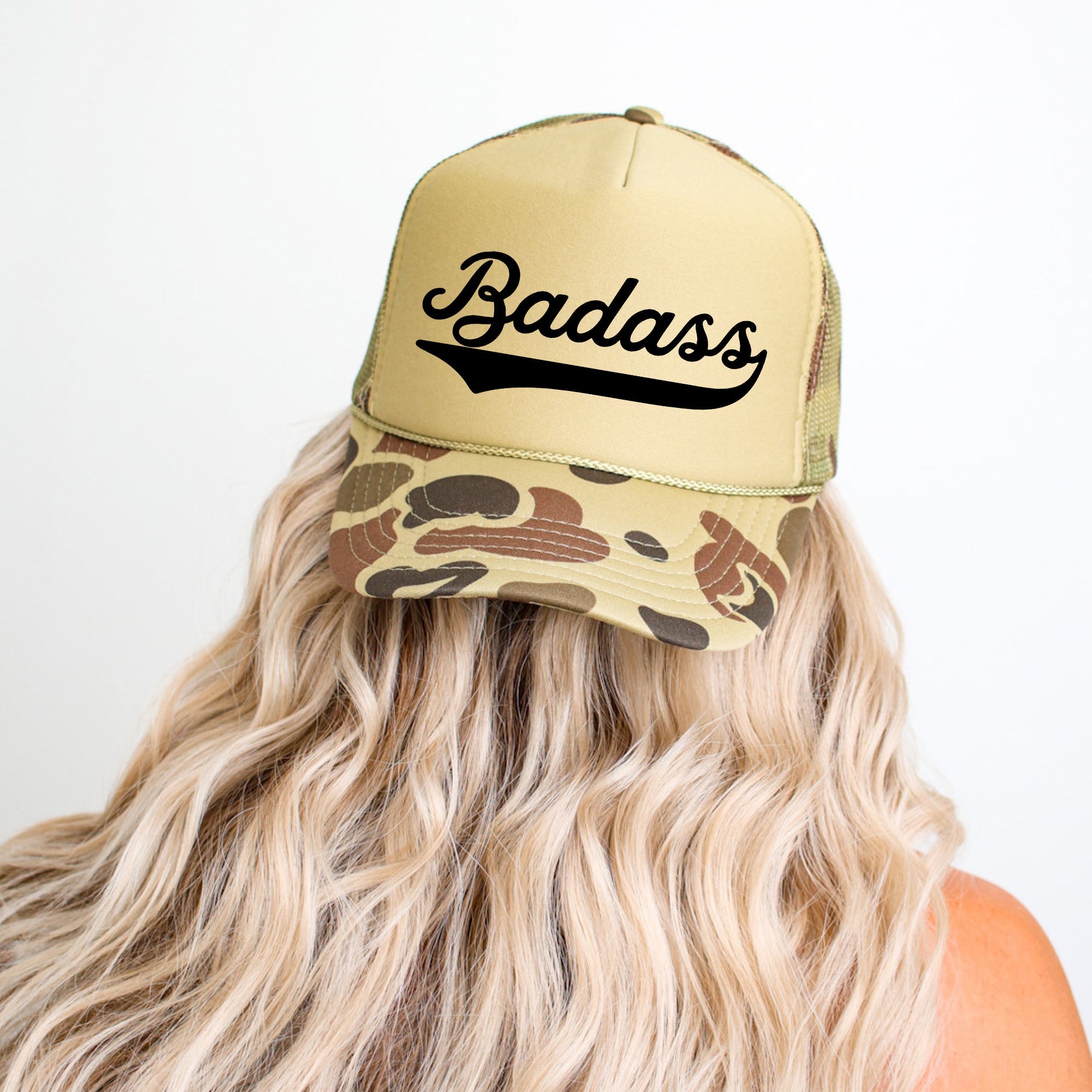 Badass Camo Statement Graphic For Bold Street Style And Everyday Wear Trucker Hat