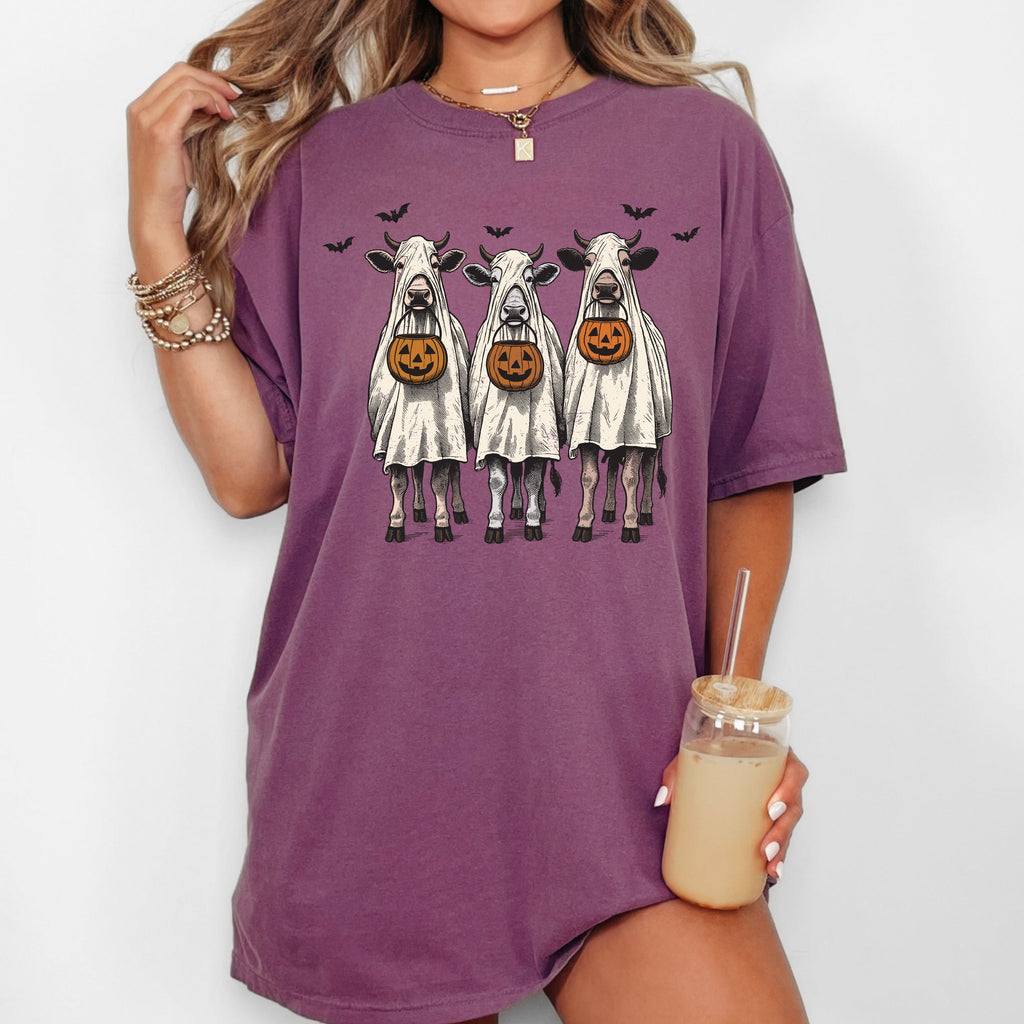 Bulls Cow Lovers Farm Ghost Western Witch Meme Halloween Costume Comfort Colors Tee