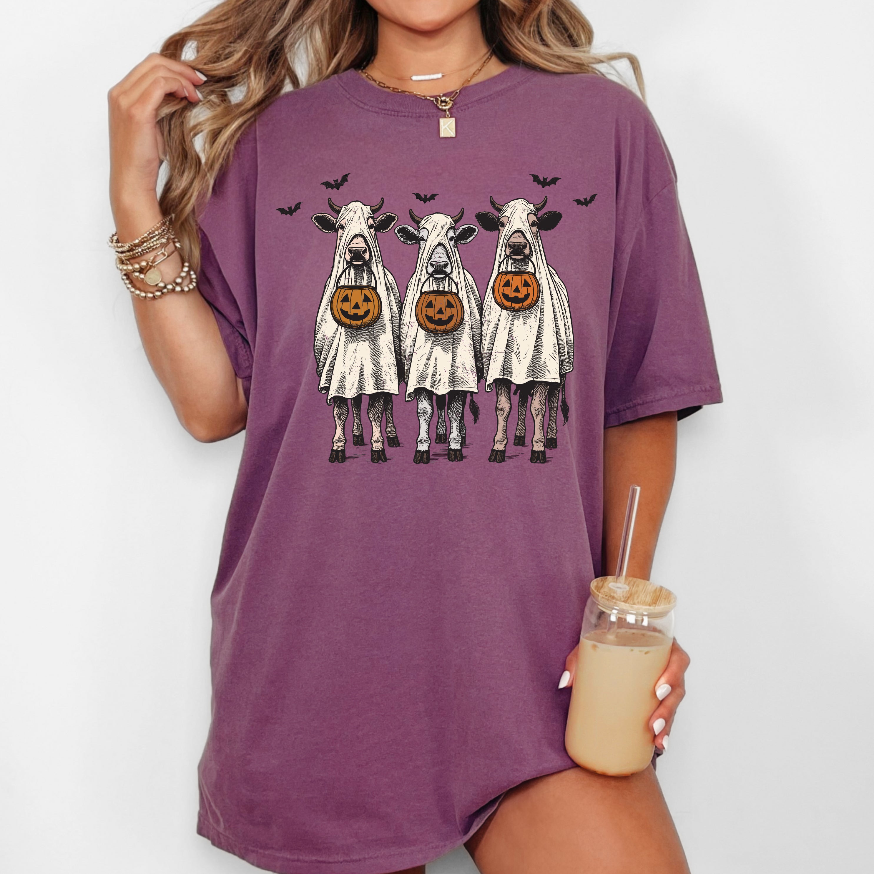 Bulls Cow Lovers Farm Ghost Western Witch Meme Halloween Costume Comfort Colors Tee
