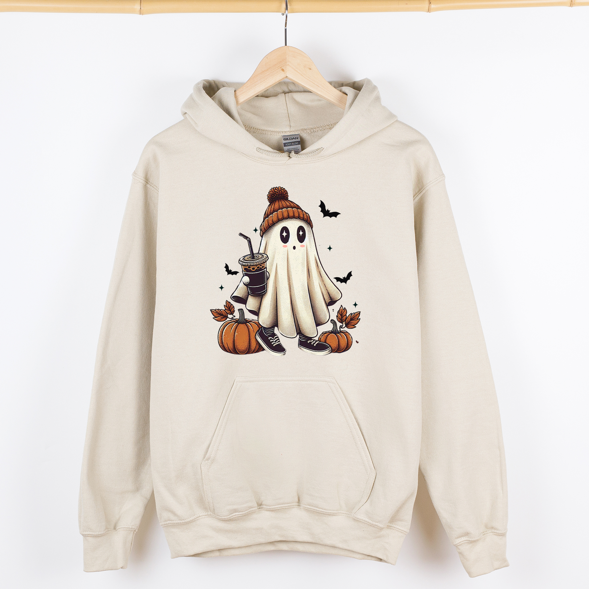 Coffee Lover Ghost Western Witch Aesthetic Halloween Meme Vintage Graphic Hoodie