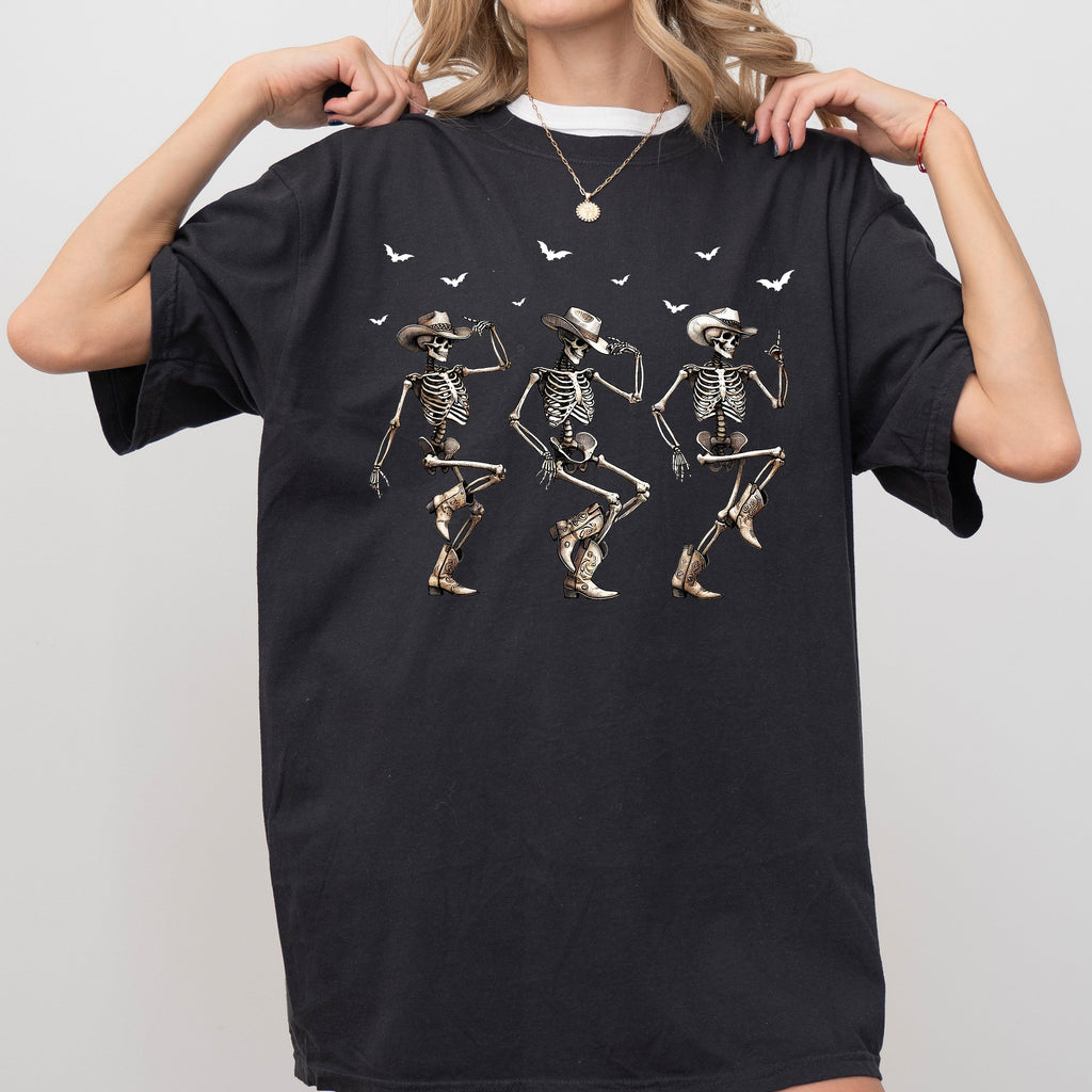 Dancing Cowboy Skeletons Western Witch Halloween Costume Inspired Design Comfort Colors Tee