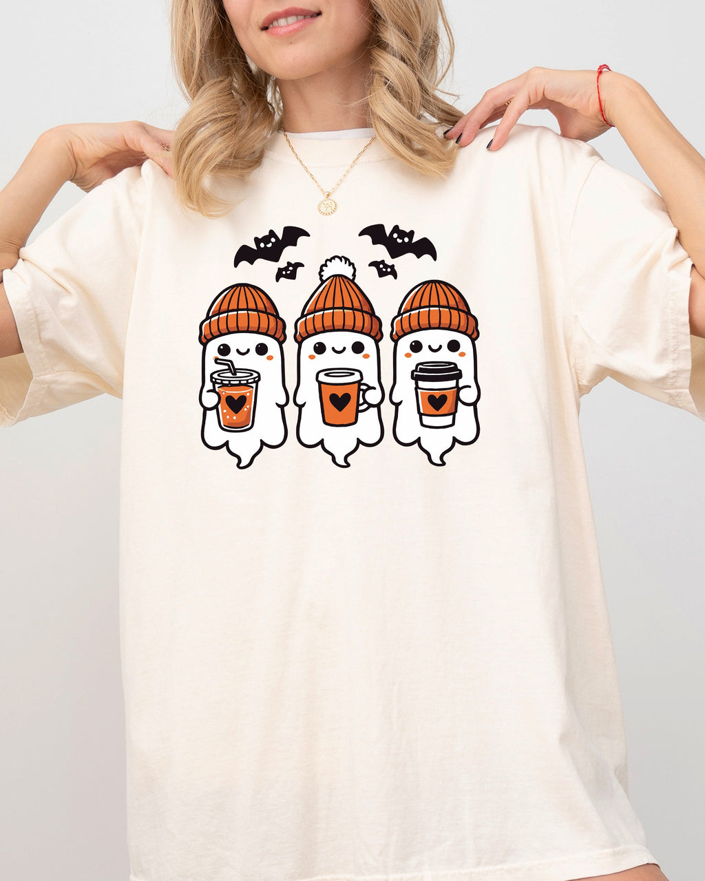 Cute Coffee Lover Ghosts Western Witch Aesthetic Meme Halloween Costume Comfort Colors Tee