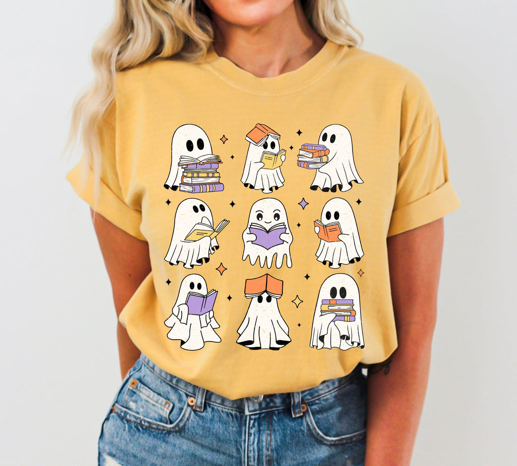 Book Lover Ghosts Reading Western Witch Meme Halloween Costume Comfort Colors Tee
