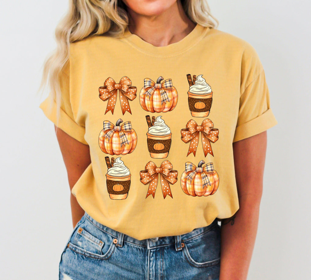 Coffee Pumpkin Bow Western Witch Aesthetic Meme Halloween Costume Comfort Colors Tee