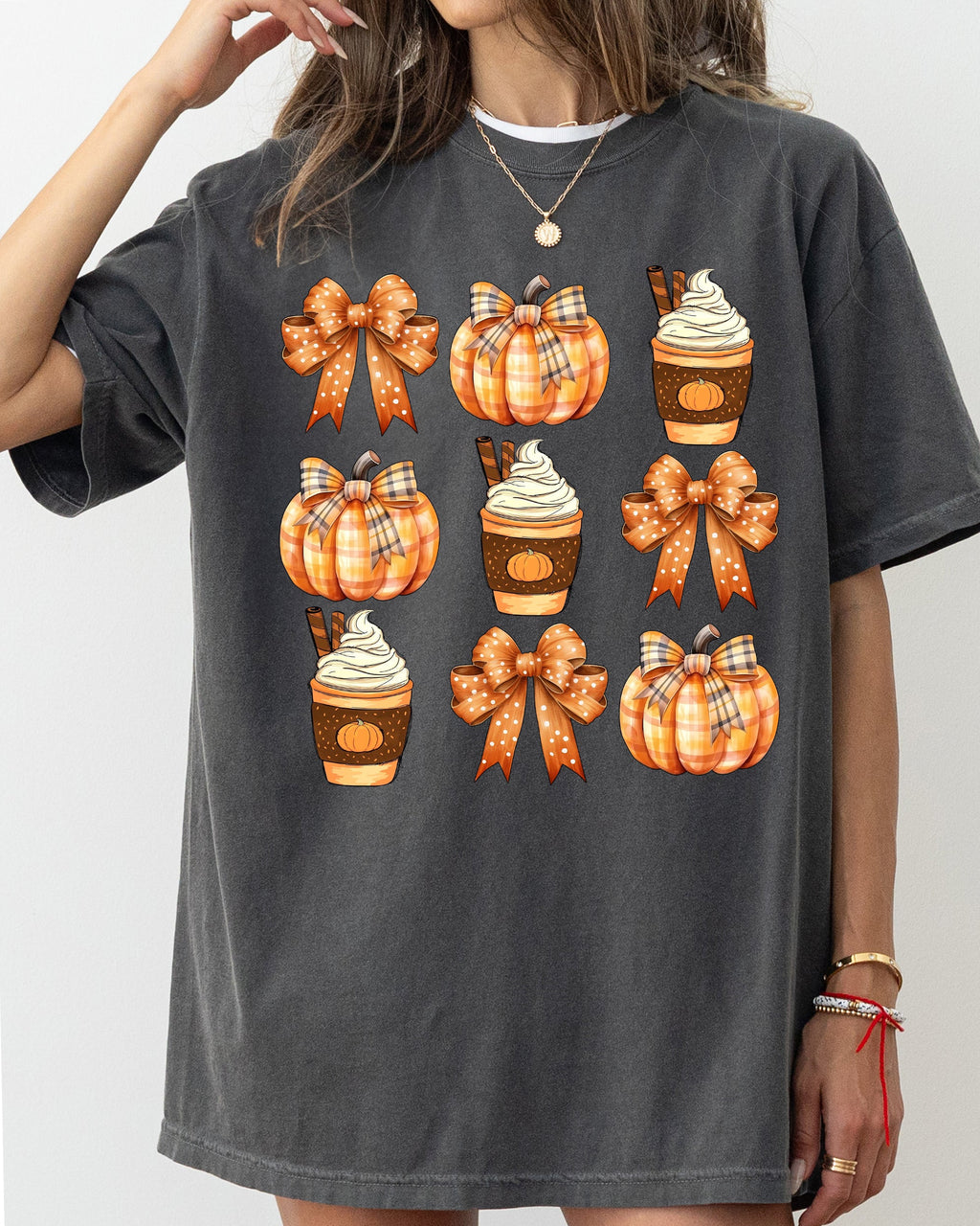Coffee Pumpkin Bow Western Witch Aesthetic Meme Halloween Costume Comfort Colors Tee