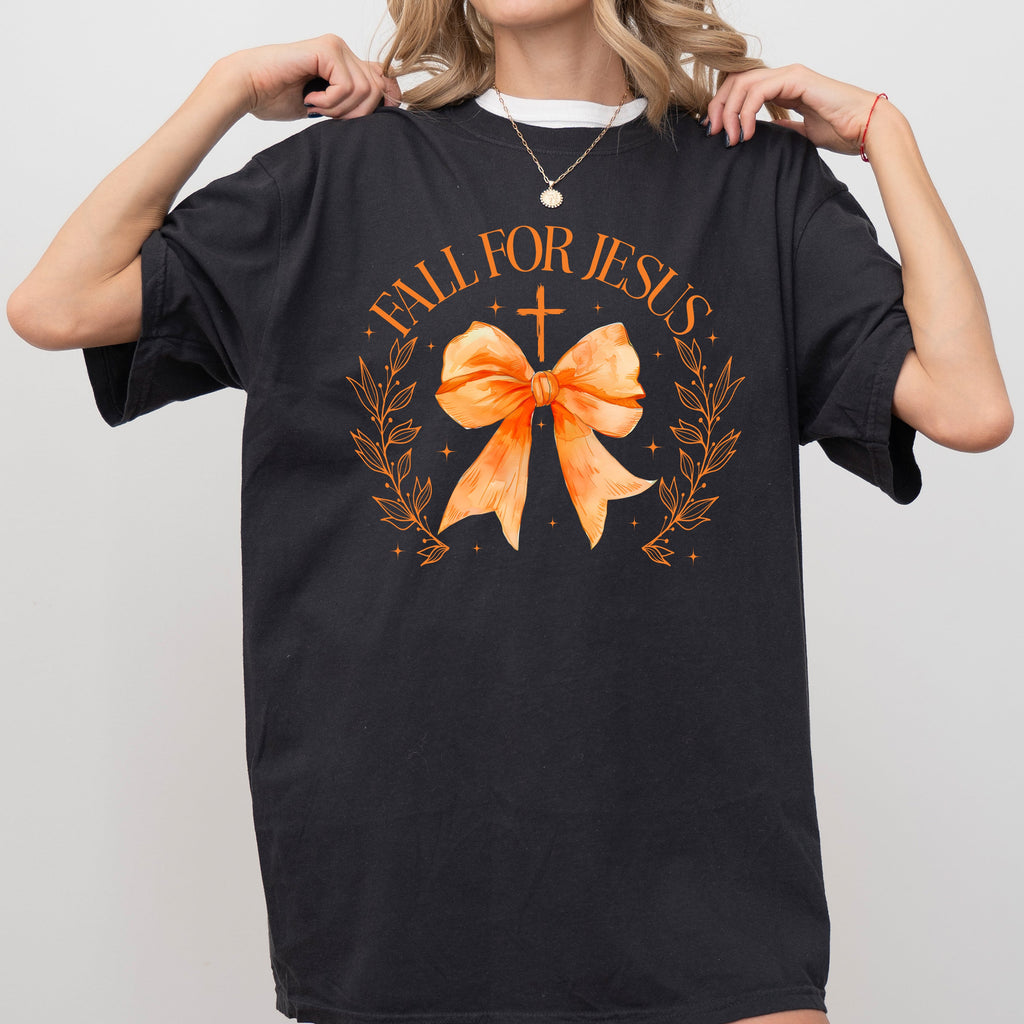 Fall For Jesus Bow Christian Western Witch Meme Halloween Costume Comfort Colors Tee