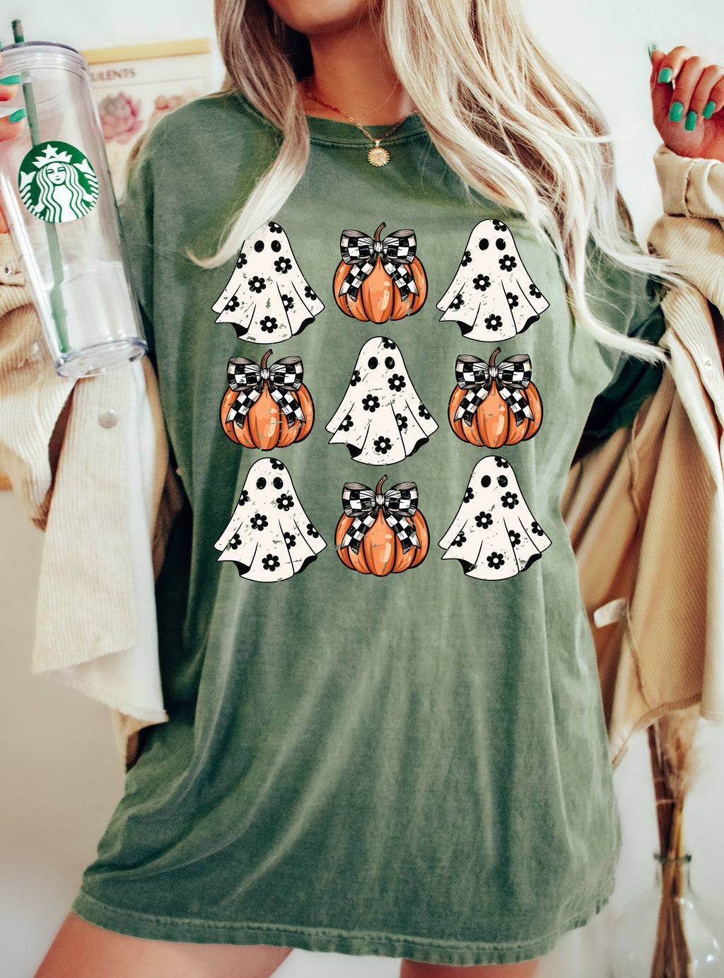 Mini Ghosts And Pumpkins Western Witch Halloween Limited Edition Comfort Colors Tee