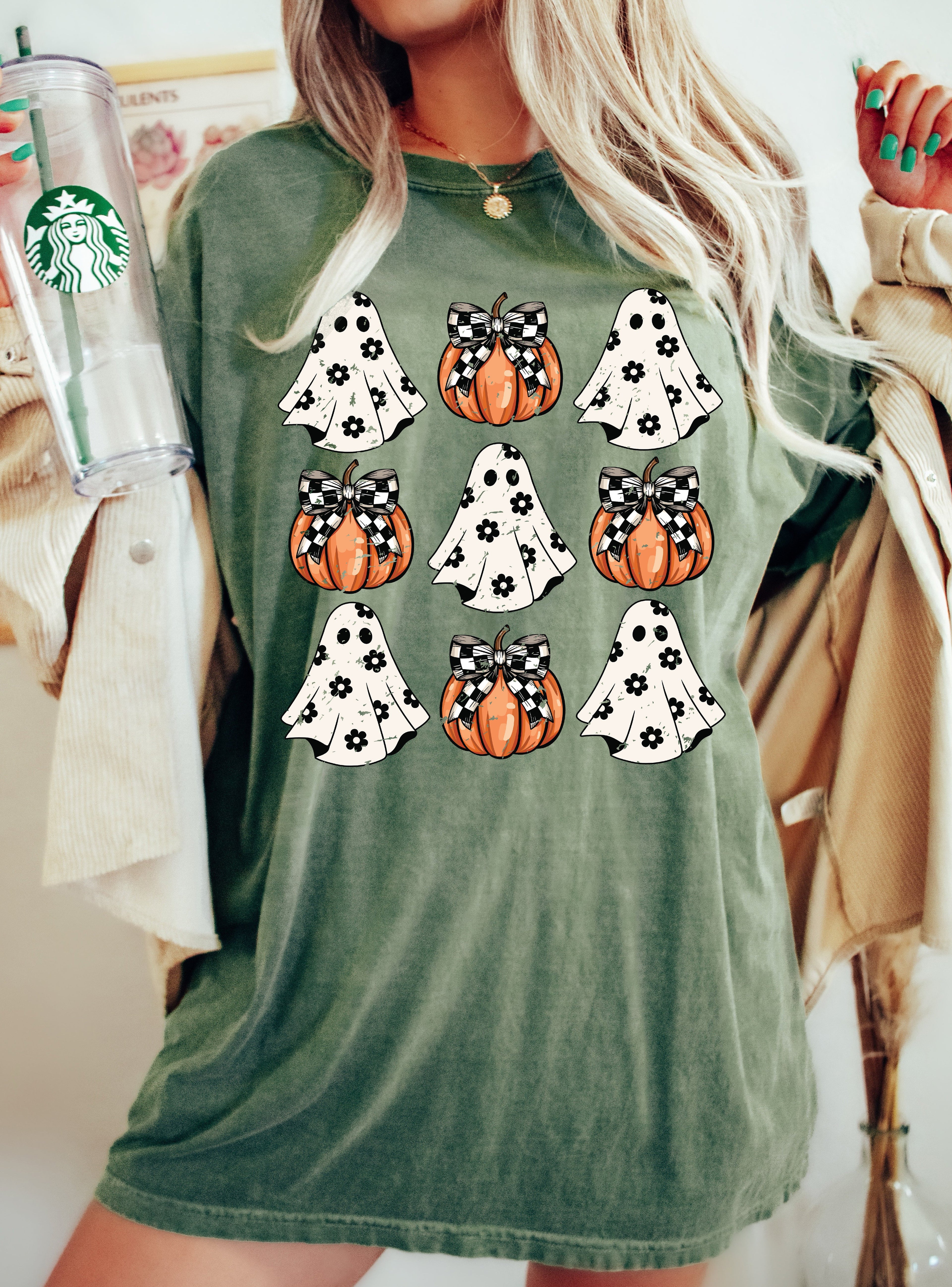 Mini Ghosts And Pumpkins Western Witch Halloween Limited Edition Comfort Colors Tee