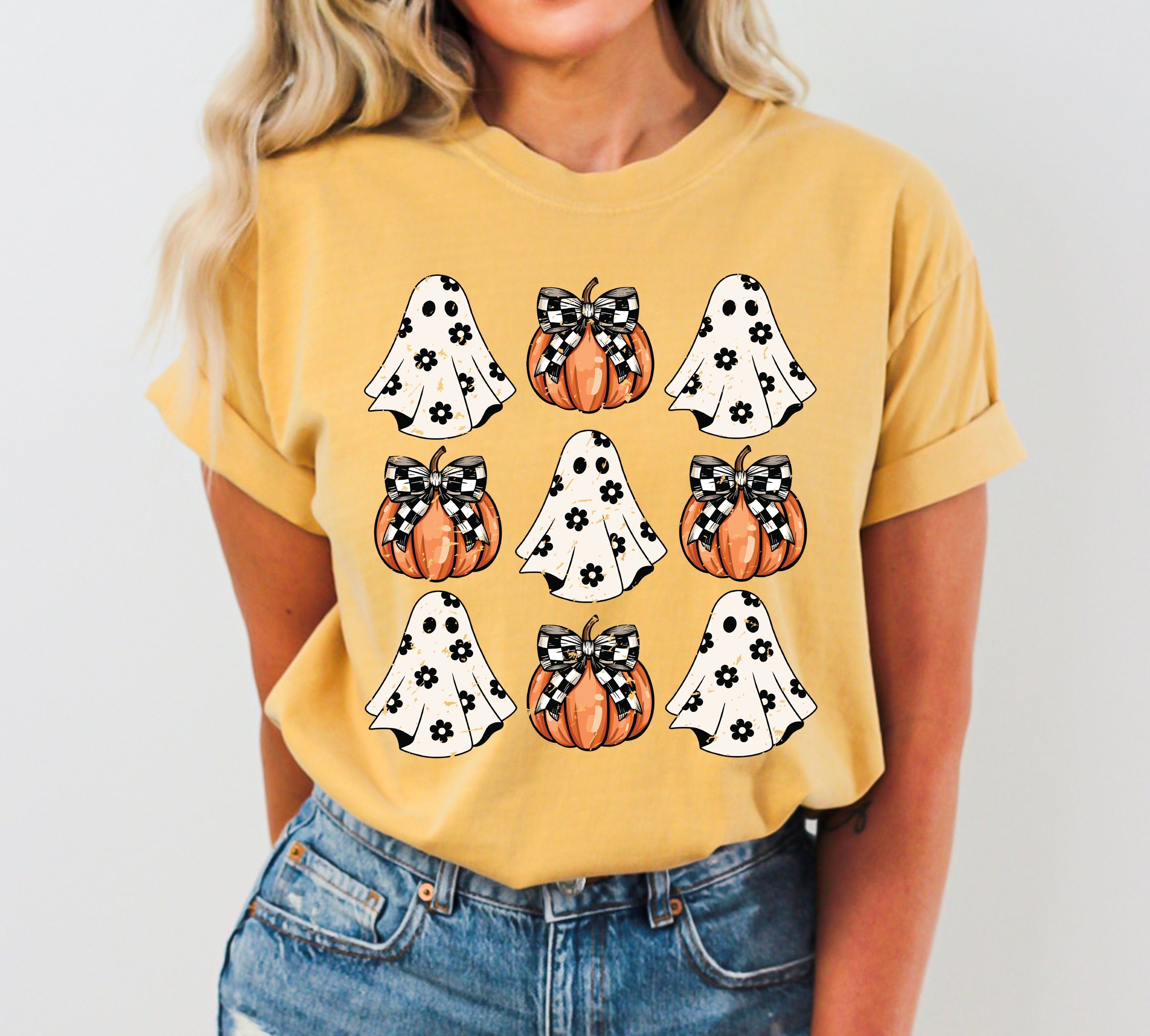 Mini Ghosts And Pumpkins Western Witch Halloween Limited Edition Comfort Colors Tee