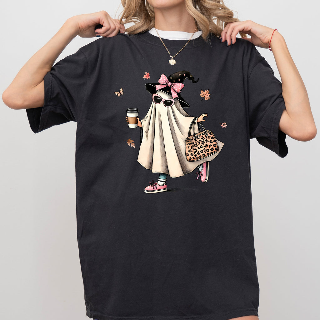 Fancy Ghost Coffee Western Witch Aesthetic Meme Halloween Costume Comfort Colors Tee