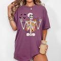 Funny Skeleton Flowers Rock Western Witch Halloween Meme Graphic Comfort Colors Tee