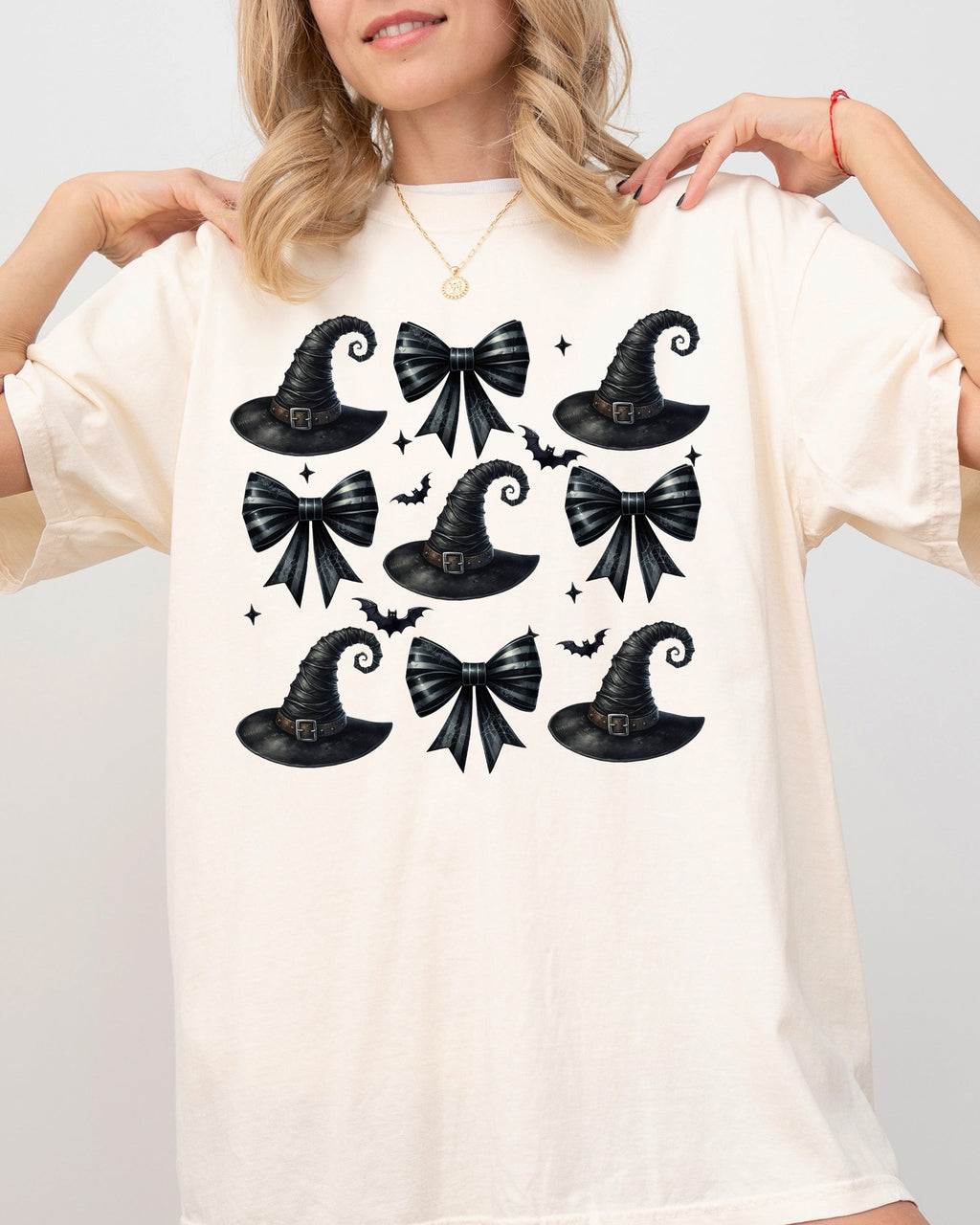 Mini Witch Hats Bows Western Witch Aesthetic Meme Halloween Costume Comfort Colors Tee