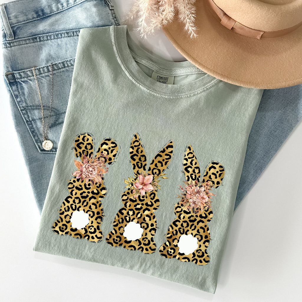 Leopard Print Easter Bunnies Easter Rabbit Collection For Spring Holidays Comfort Colors Tee