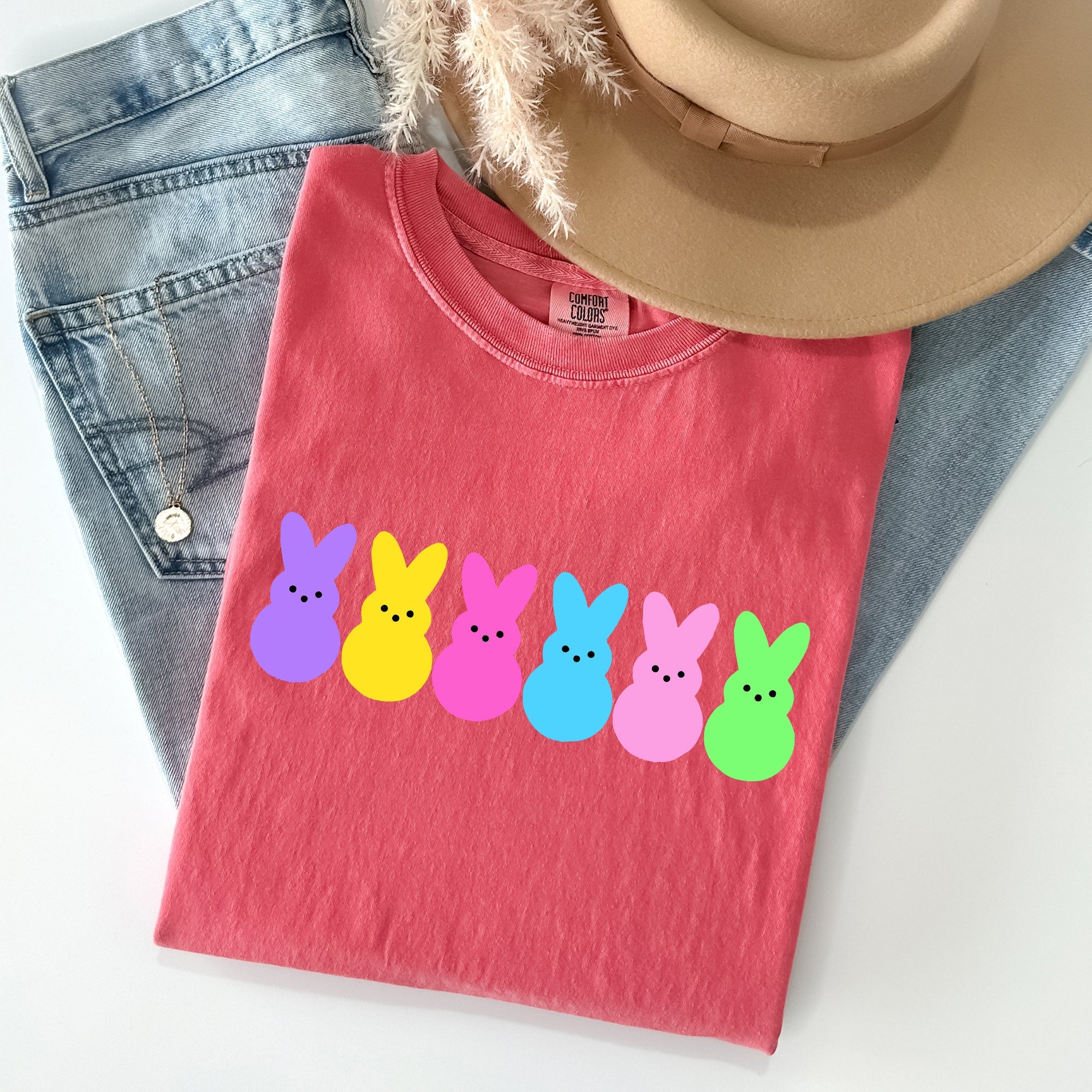 Retro Peeps Easter Candy Rabbit Bunny Nostalgic Pop Art Holiday Design Comfort Colors Tee