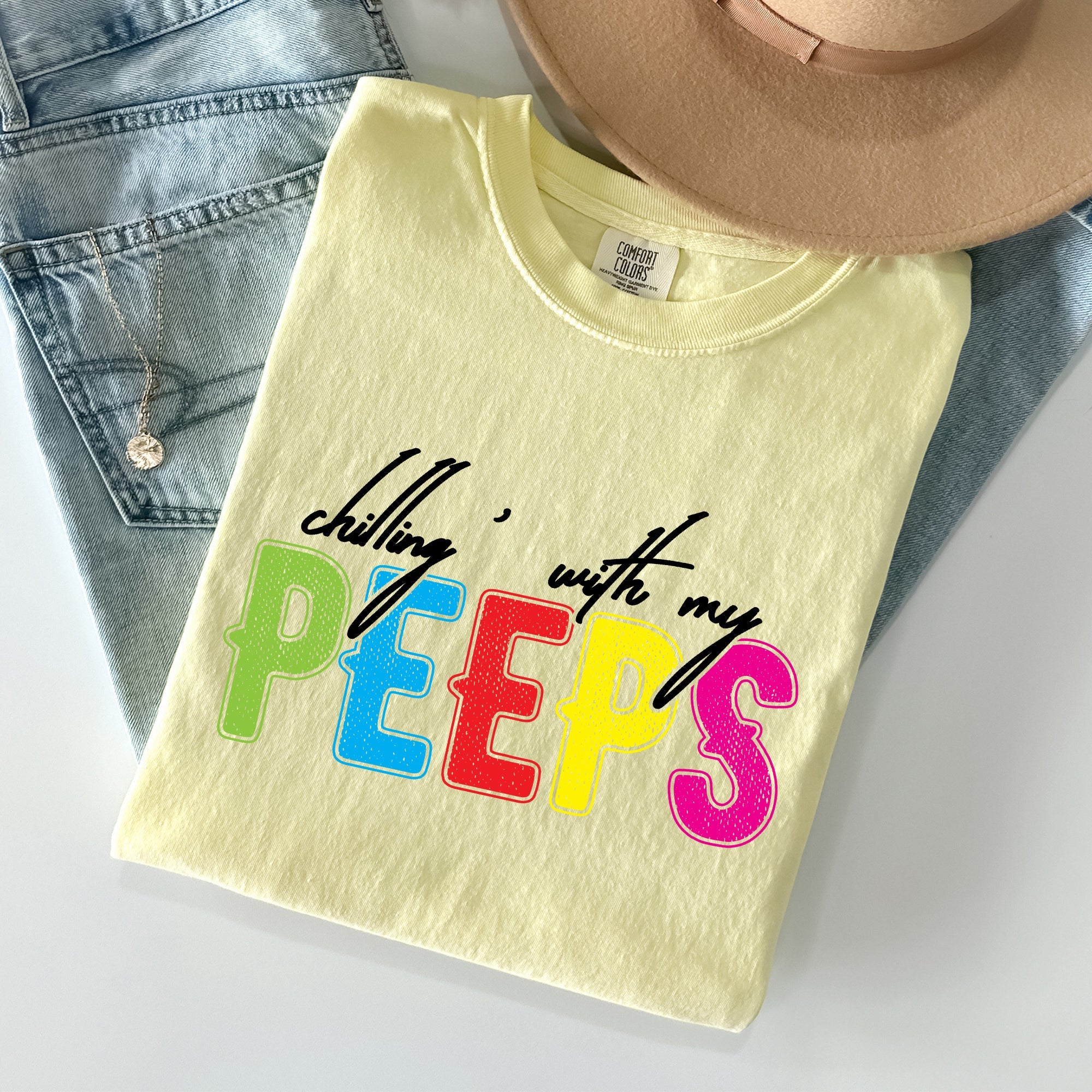 Chilling With My Peeps Easter Nostalgia Of Sweet Candy Memories From Childhood Spring Days Comfort Colors Tee