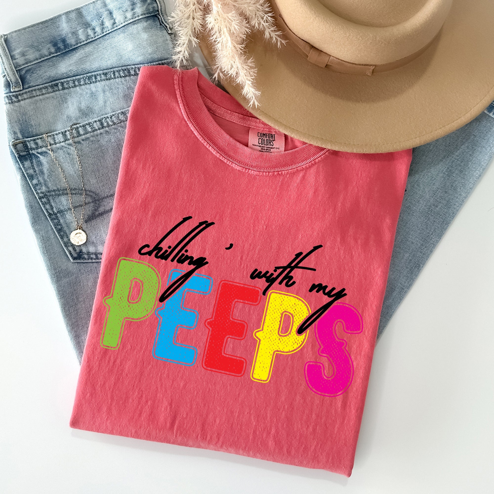 Chilling With My Peeps Easter Nostalgia Of Sweet Candy Memories From Childhood Spring Days Comfort Colors Tee