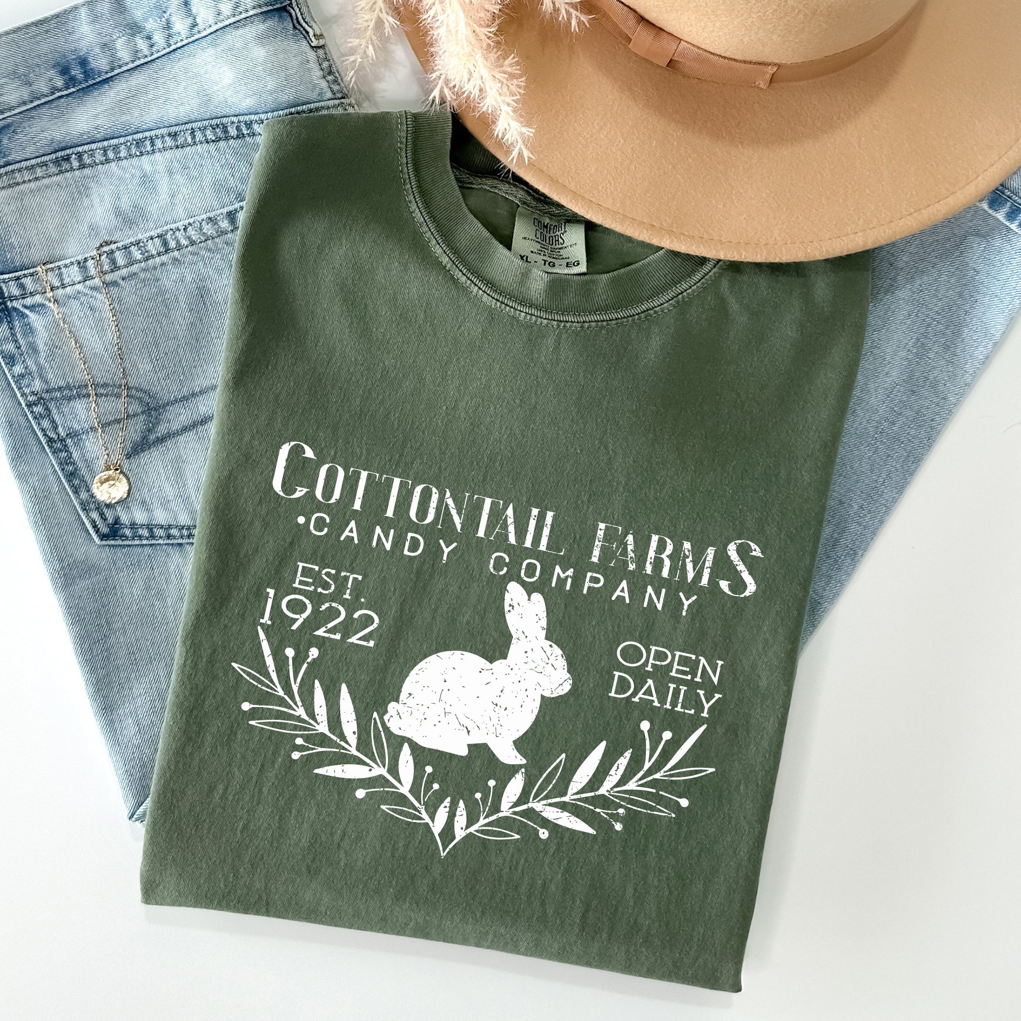Cottontail Farms Candy Company Retro Sign Easter Nostalgia Edition Comfort Colors Tee