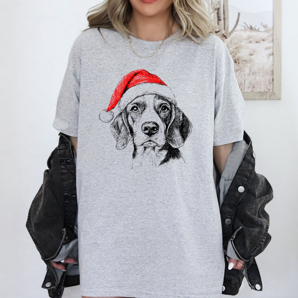 Beagle Santa Christmas Dog Lover Pet Beagle Santa Holiday Theme Beagle Lover Paw Print Graphic Tee
