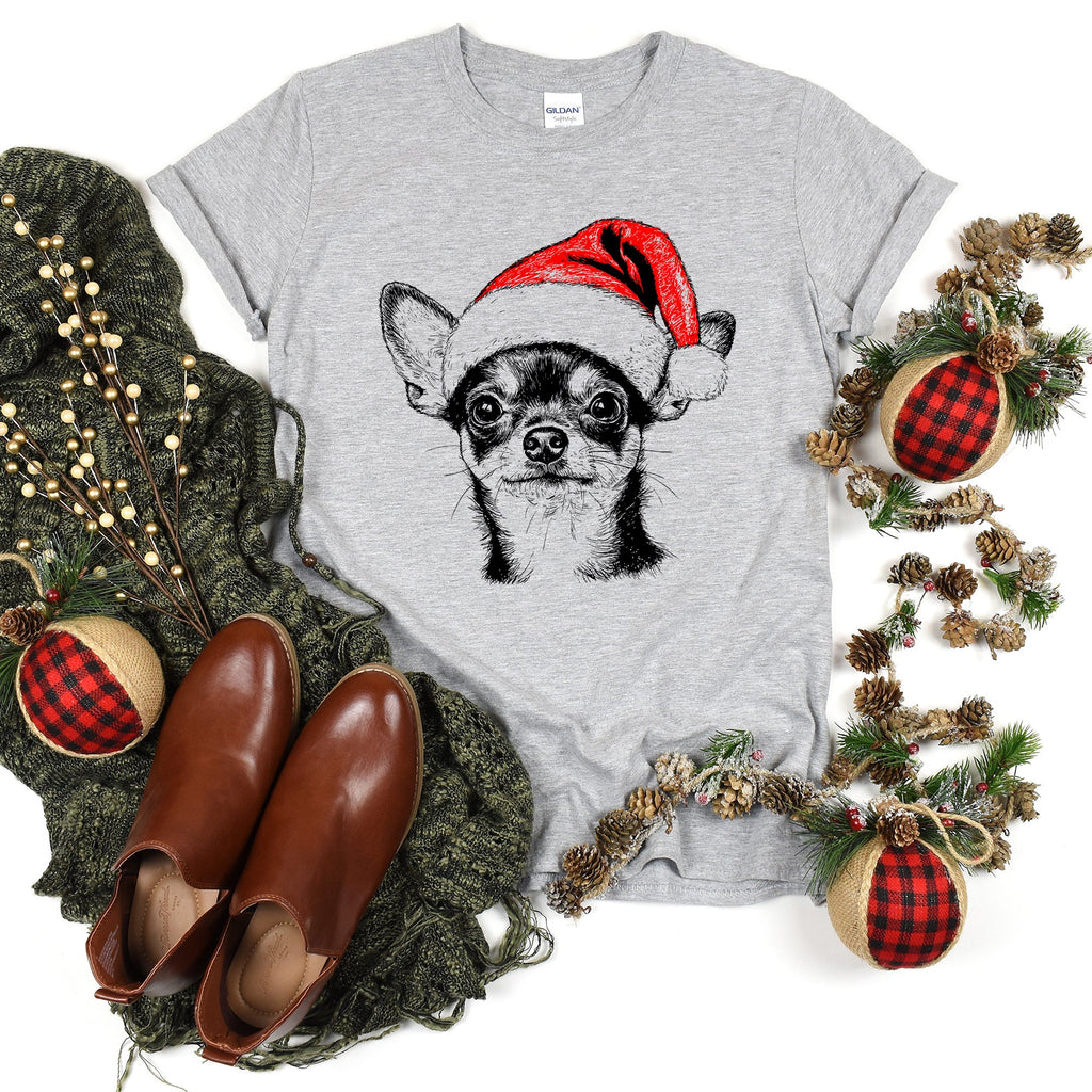Chihuahua Santa Christmas Dog Lover Festive Paws Edition Premium Comfort Colors Tee