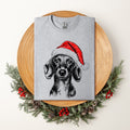 Dachshund Santa Christmas Dog Lover Holiday Ornament Portrait Art Comfort Colors Tee