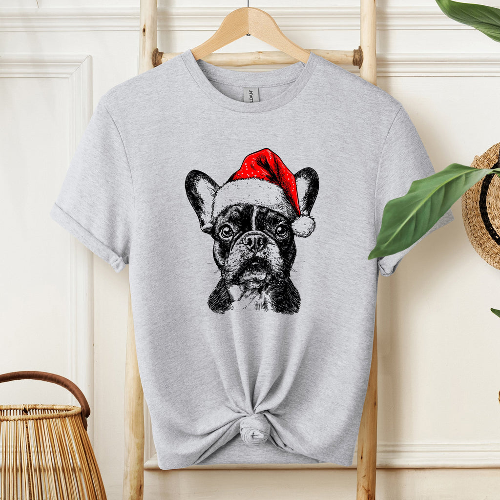 Frenchie Santa Christmas French Bulldog Dog Lover Cozy Holiday Cheer Graphic Comfort Colors Tee