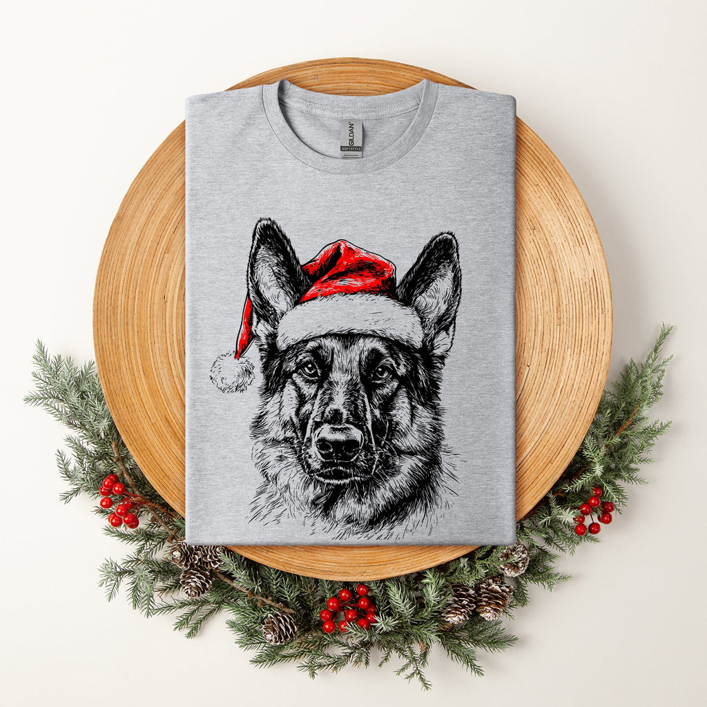German Shepherd Santa Christmas Dog Lover Holiday Edition Premium Comfort Colors Tee