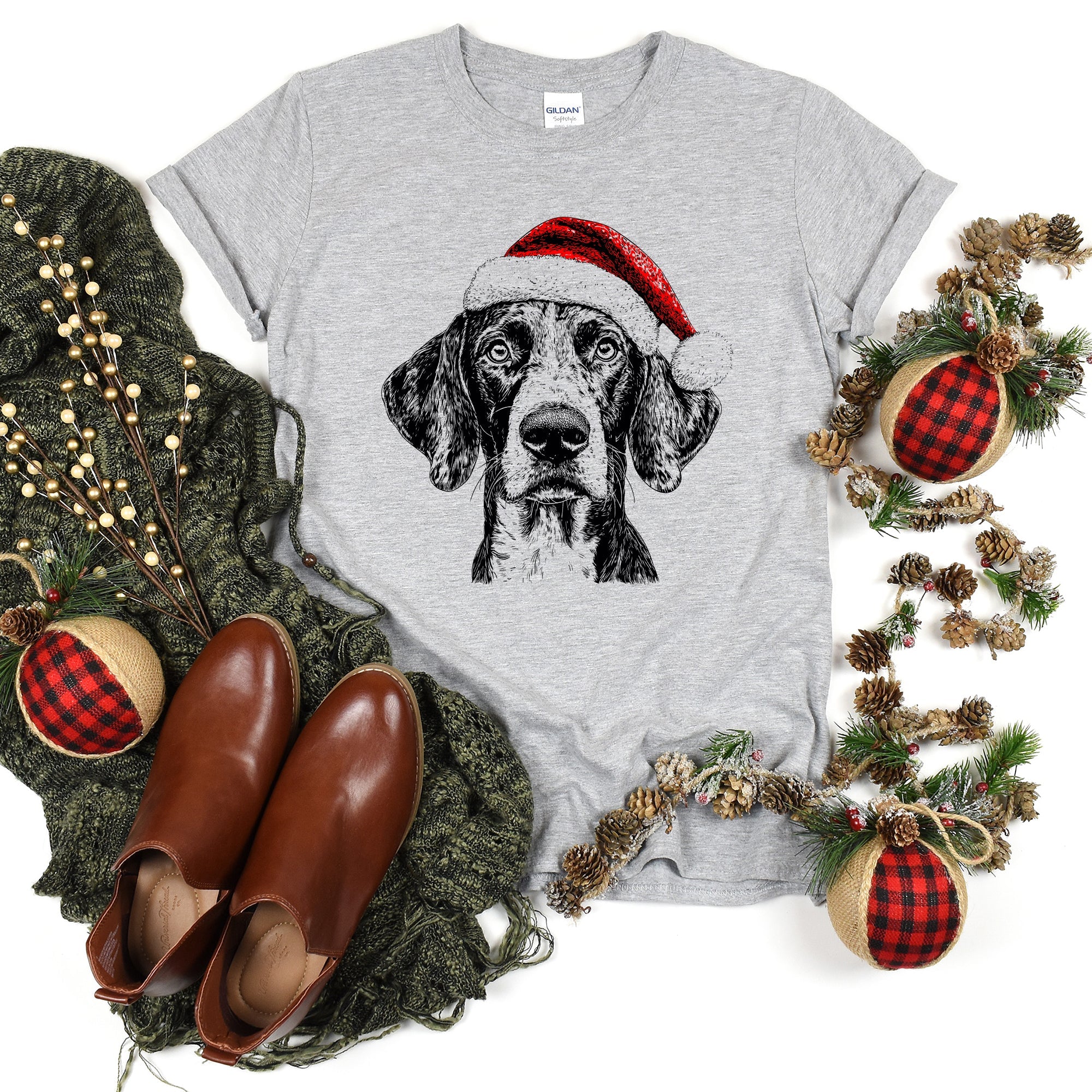 German Shorthaired Santa Dog Christmas Dog Lover Pet Holiday Edition Comfort Colors Tee