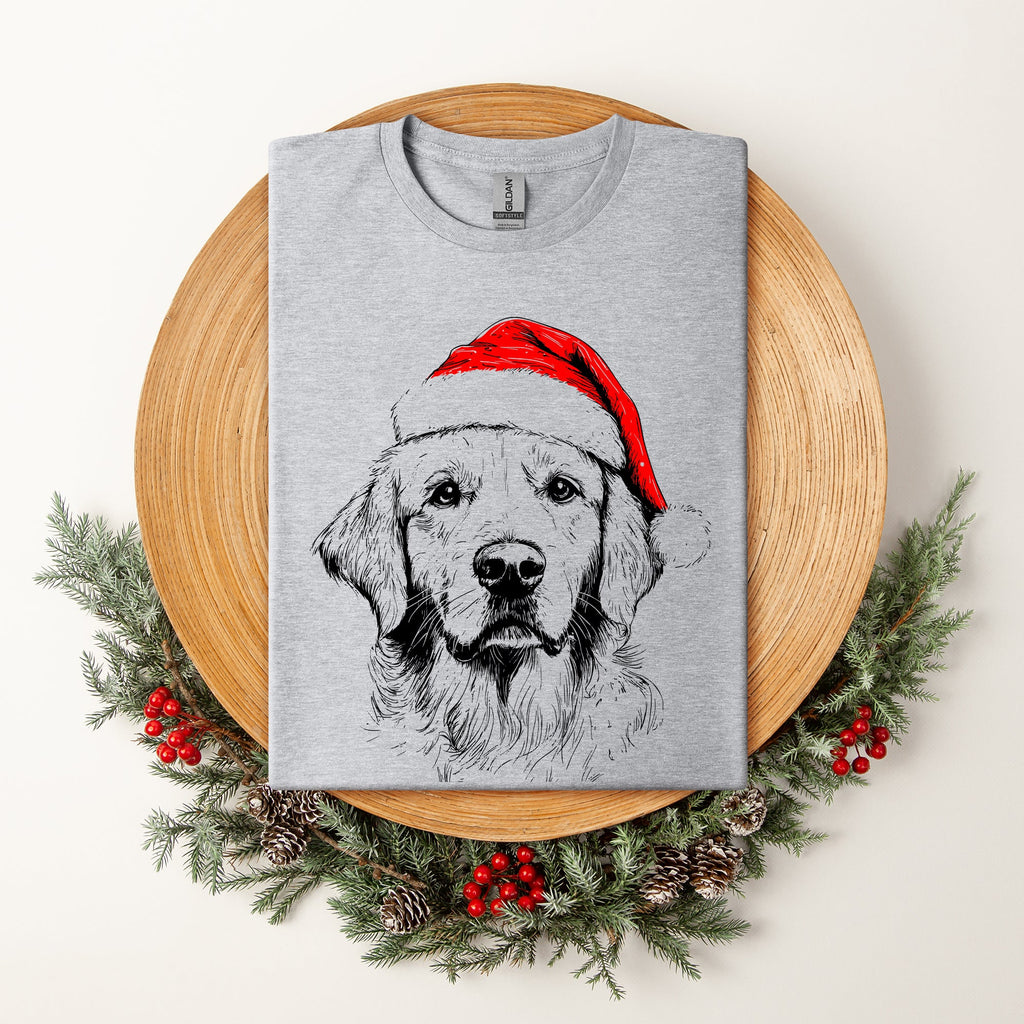 Golden Retriever Santa Christmas Dog Lover Design For Pet Lovers Comfort Colors Tee