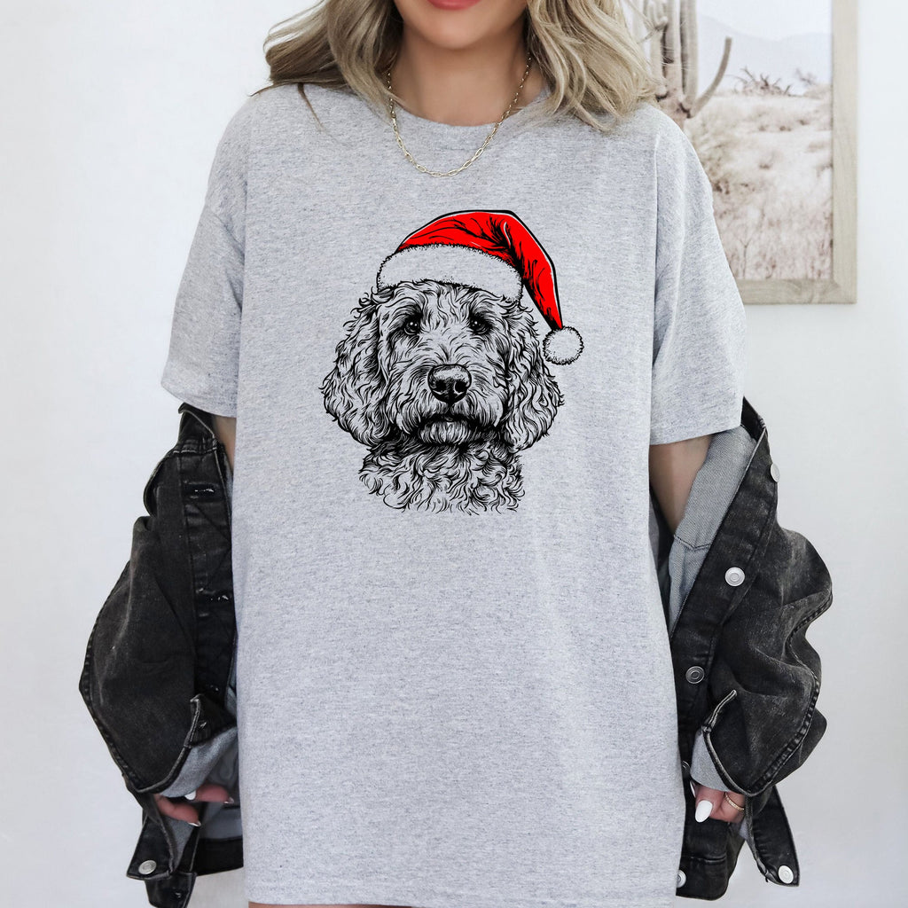 Goldendoodle Santa Christmas Dog Lover Holiday Edition Collector Comfort Colors Tee