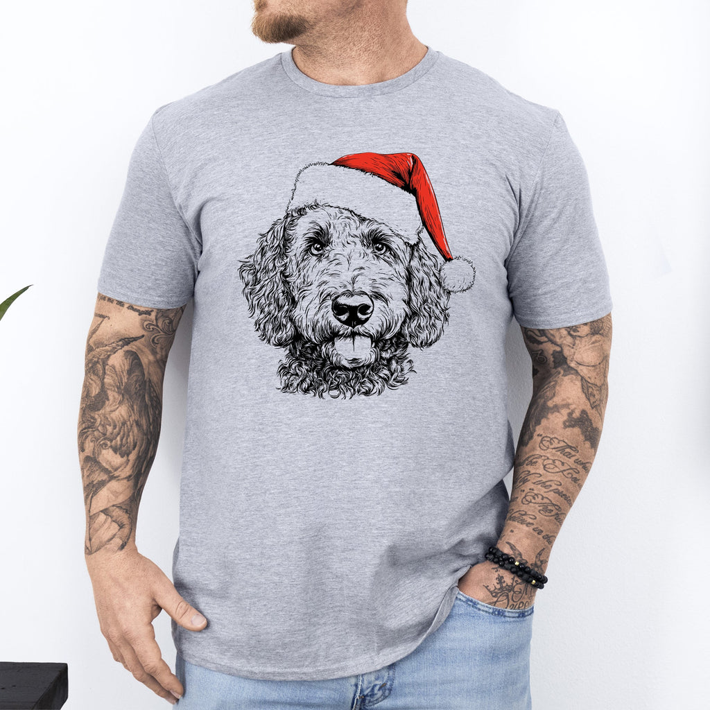Labradoodle Santa Christmas Dog Lover Art Print With Cozy Premium Soft Feel Comfort Colors Tee