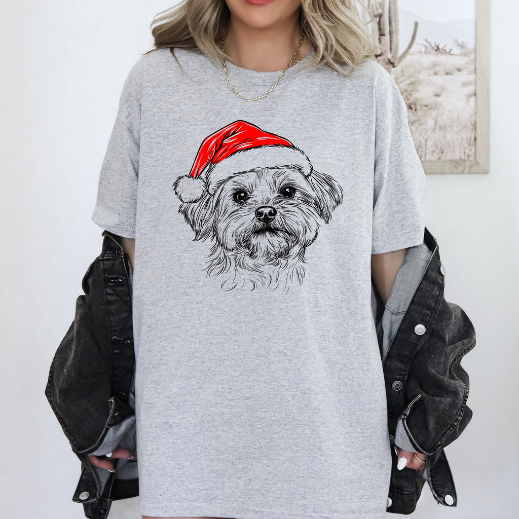 Maltese Santa Dog Christmas Dog Lover Pet Illustration Graphic Comfort Colors Tee