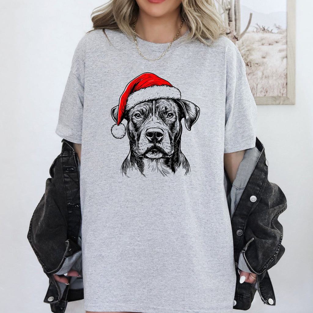 Pitbull Santa Christmas Dog Lover Festive Holiday Edition For Pet Lovers Comfort Colors Tee