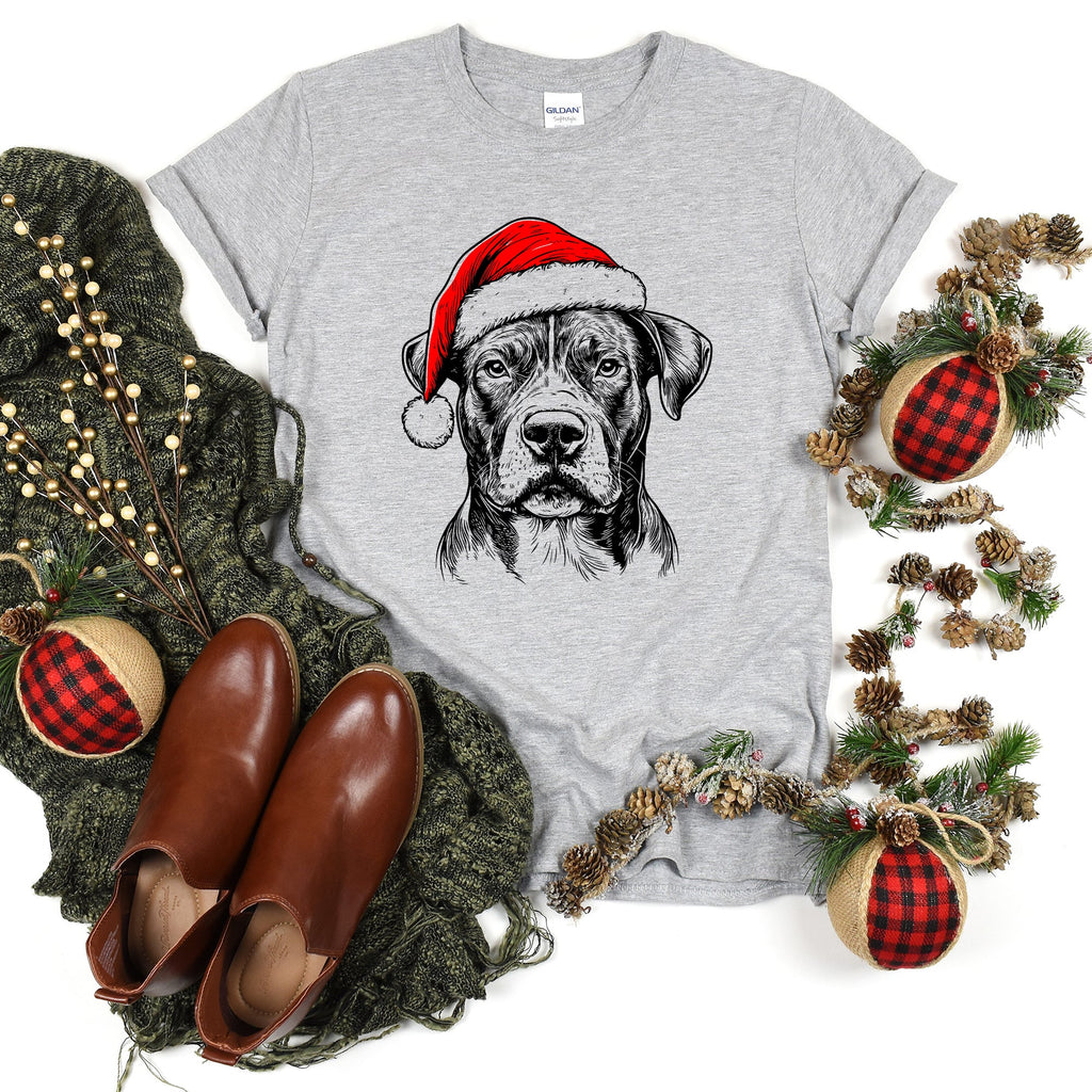 Pitbull Santa Christmas Dog Lover Festive Holiday Edition For Pet Lovers Comfort Colors Tee