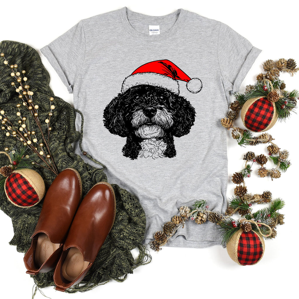Portuguese Water Dog Santa Claus Christmas Dog Lover Portrait Comfort Colors Tee