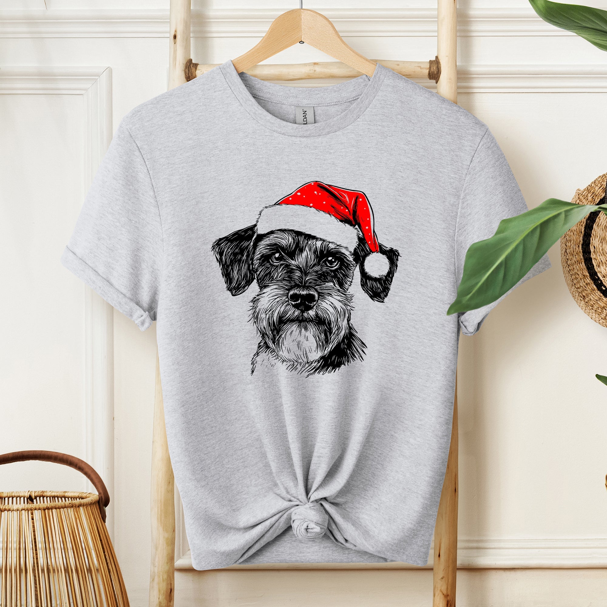 Schnauzer Santa Claus Christmas Dog Lover Pet Owner Holiday Cheer Comfort Colors Tee