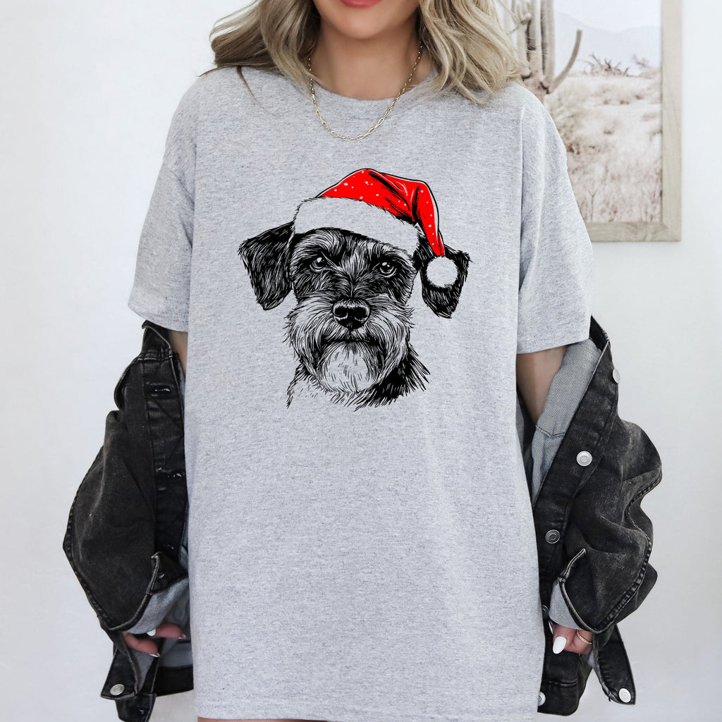 Schnauzer Santa Claus Christmas Dog Lover Pet Owner Holiday Cheer Comfort Colors Tee