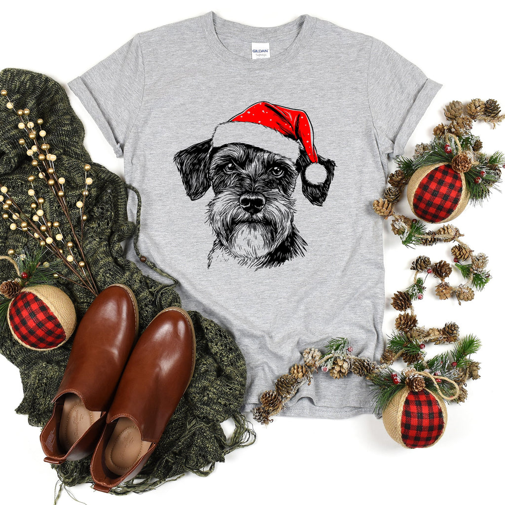 Schnauzer Santa Claus Christmas Dog Lover Pet Owner Holiday Cheer Comfort Colors Tee