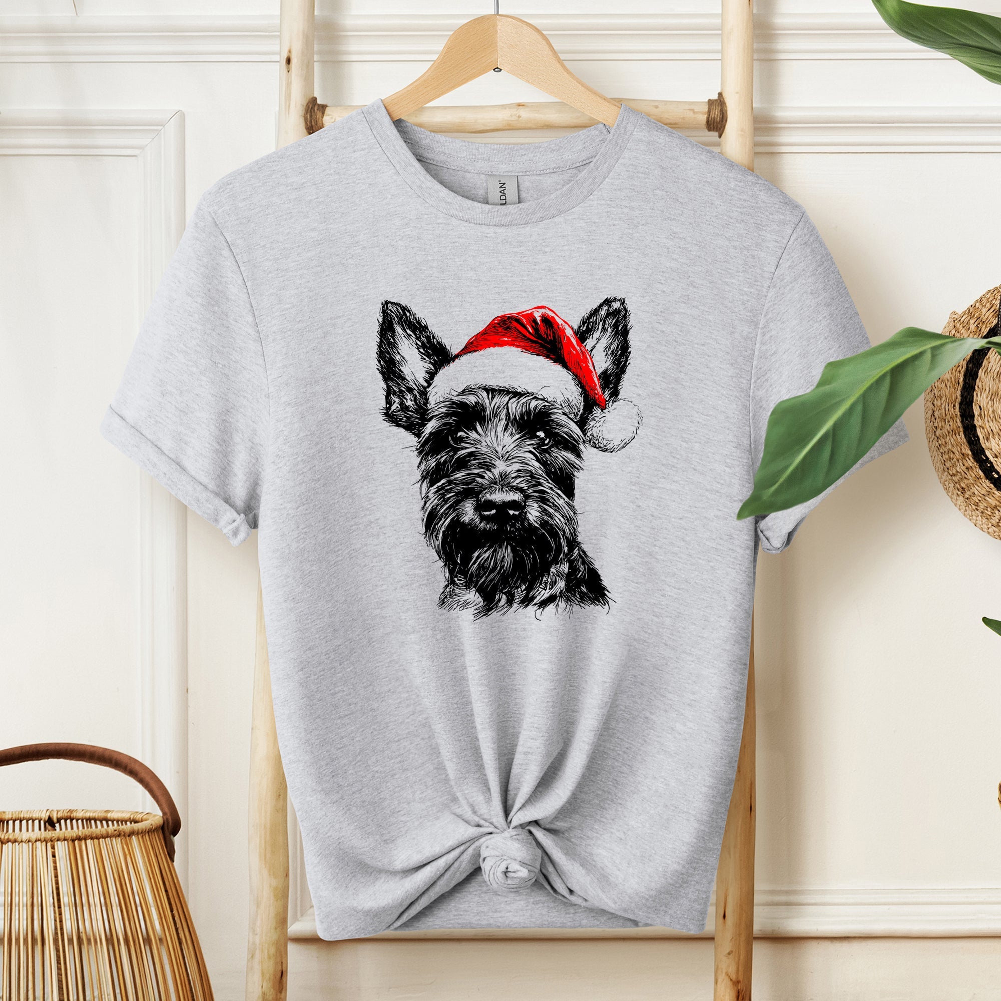 Scottish Terrier Santa Scotty Dog Christmas Dog Lover Print Edition Comfort Colors Tee