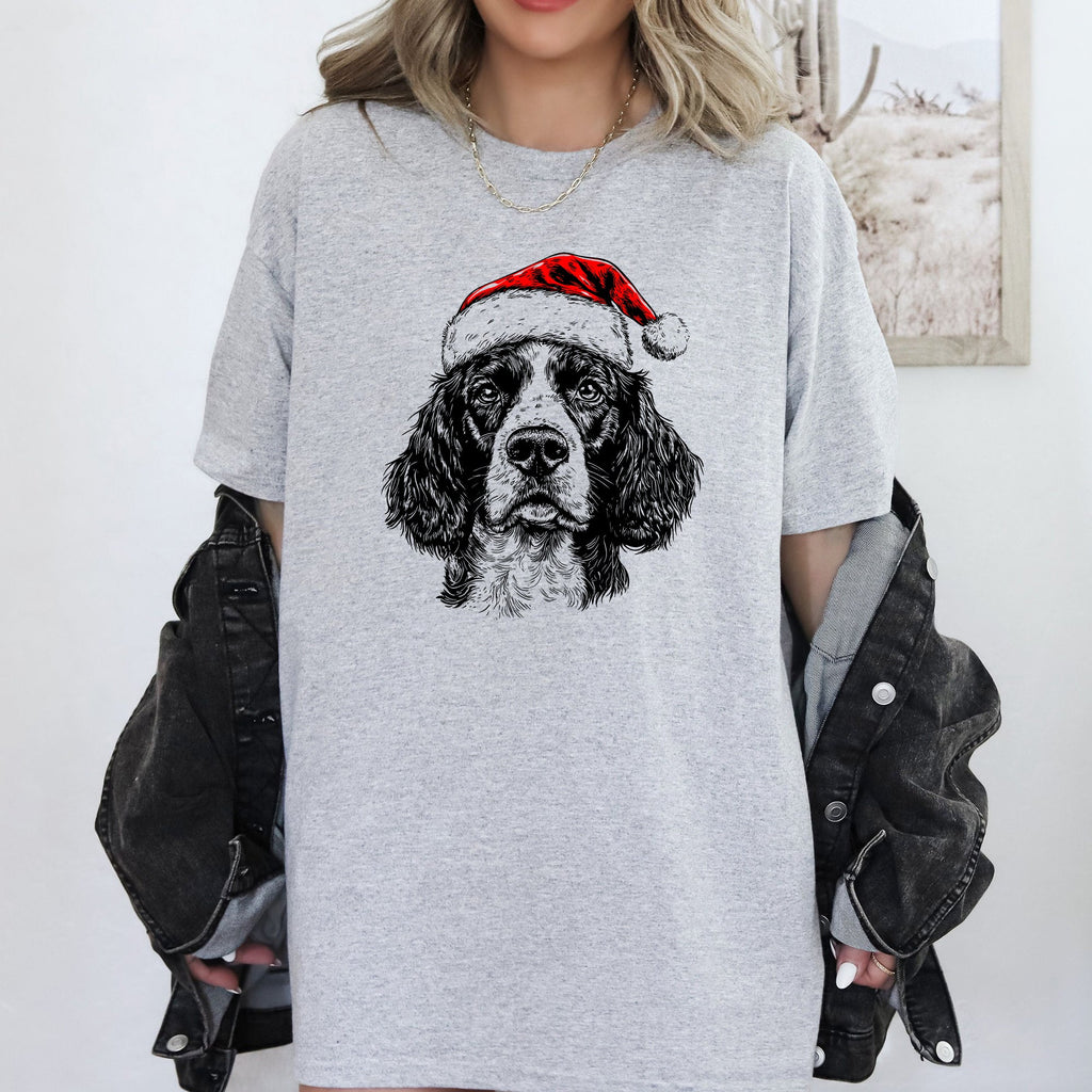 Springer Spaniel Santa Christmas Dog Lover Pet Illustration Limited Edition Comfort Colors Tee