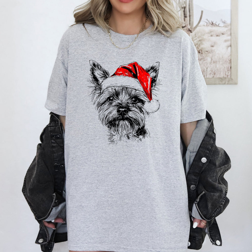 Yorkie Santa Claus Yorkshire Terrier Christmas Dog Lover Holiday Edition Comfort Colors Tee